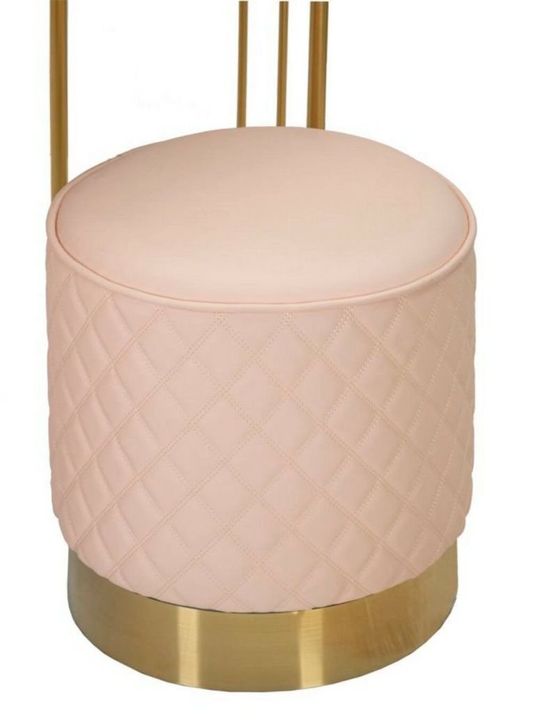 Toeletta Taquari, Tavolo da toeletta, Postazione da trucco, Mobile consolle, 120x40 h75 cm, Rosa e Oro