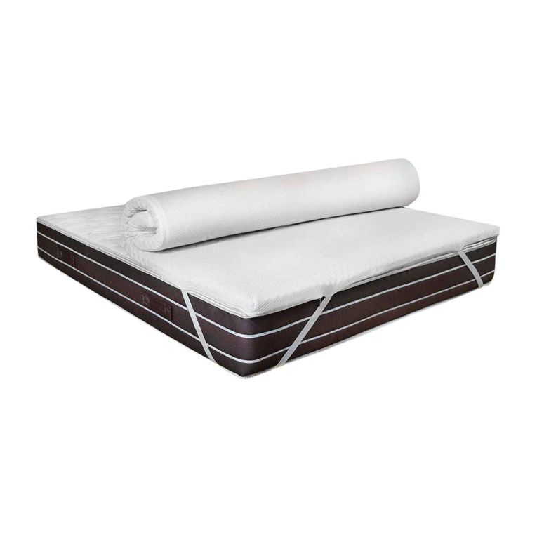 Topper Singolo Bianco Sfoderabile 1 Guanciale Incluso Trattamento Silver 190x80x5h cm, Misura Materasso Compatibile 80x190 cm Made in Italy