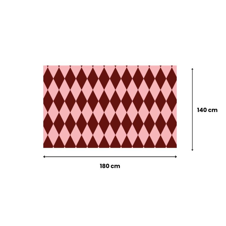 Tovaglia rettangolare no stiro 180x140 cm, rosa e bordeaux - Giocoliera - By Sarah Balivo