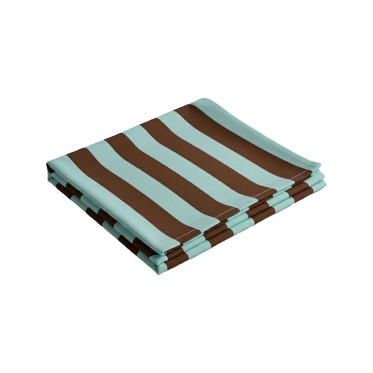 Tovaglia rettangolare no stiro 240x140 cm, azzurro e marrone - Funambola - By Sarah Balivo