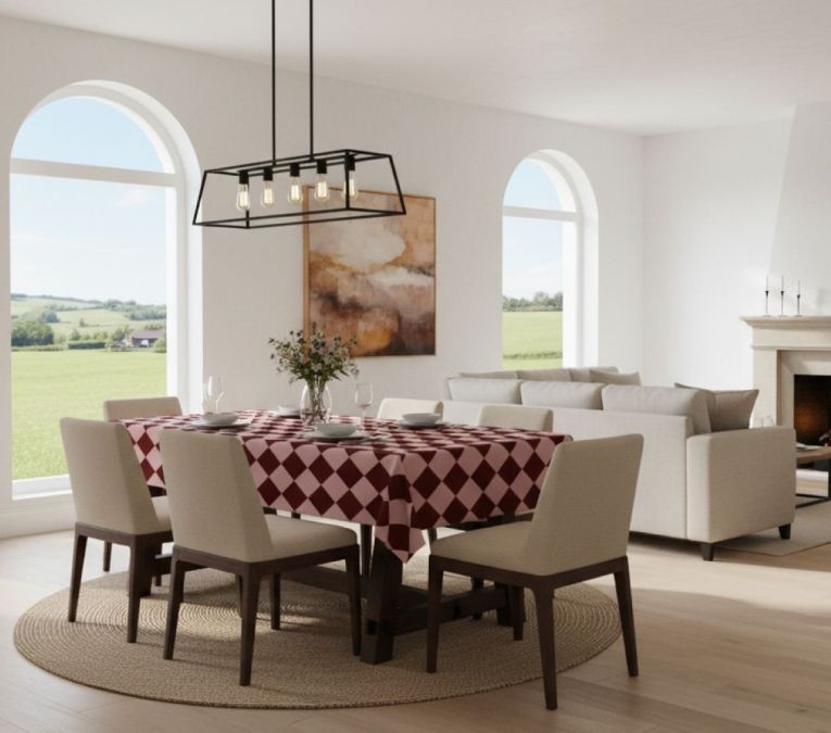 Tovaglia rettangolare no stiro 240x140 cm, rosa e bordeaux - Giocoliera - By Sarah Balivo