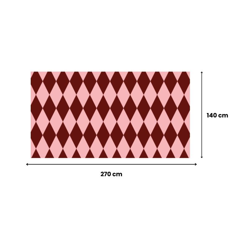 Tovaglia rettangolare no stiro 270x140 cm, rosa e bordeaux - Giocoliera - By Sarah Balivo
