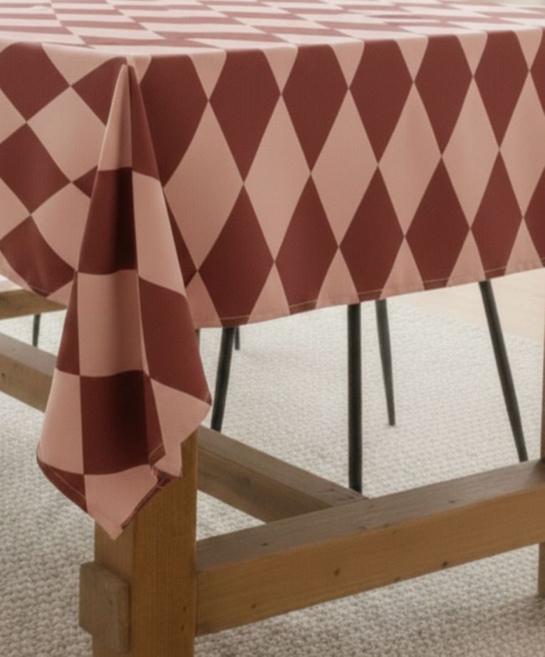 Tovaglia rettangolare no stiro 270x140 cm, rosa e bordeaux - Giocoliera - By Sarah Balivo