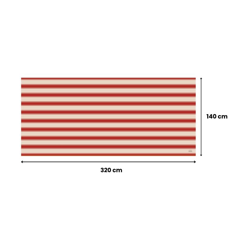 Tovaglia rettangolare no stiro 320x140 cm, beige e rosso scuro - Equilibrista - By Sarah Balivo