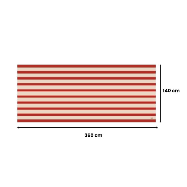 Tovaglia rettangolare no stiro 360x140 cm, beige e rosso scuro - Equilibrista - By Sarah Balivo