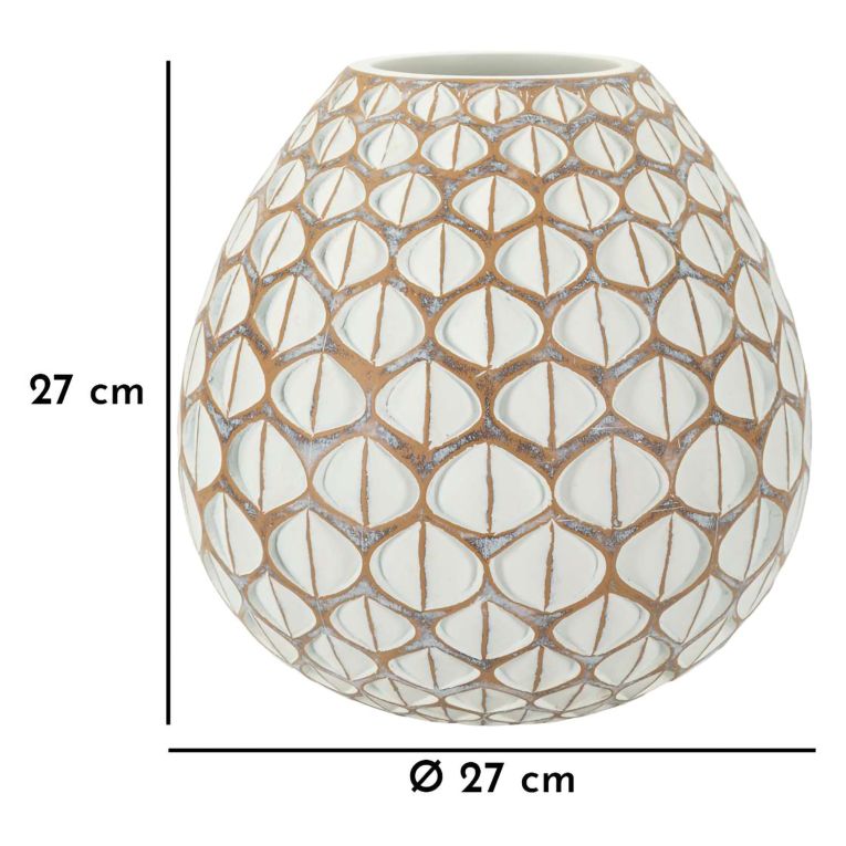 Vaso Beige Bianco Crema Colore Struttura Bianco Diametro 10.5 cm, Sfumatura Colore Struttura Crema - Bareti
