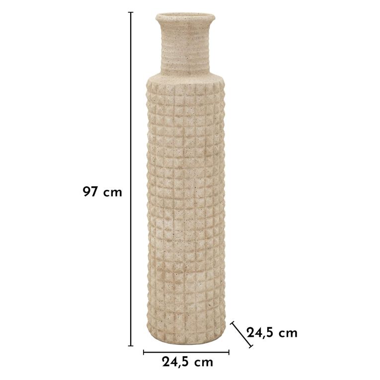 Vaso Beige Finitura Effetto Sabbia Diametro 14 cm, - Fati