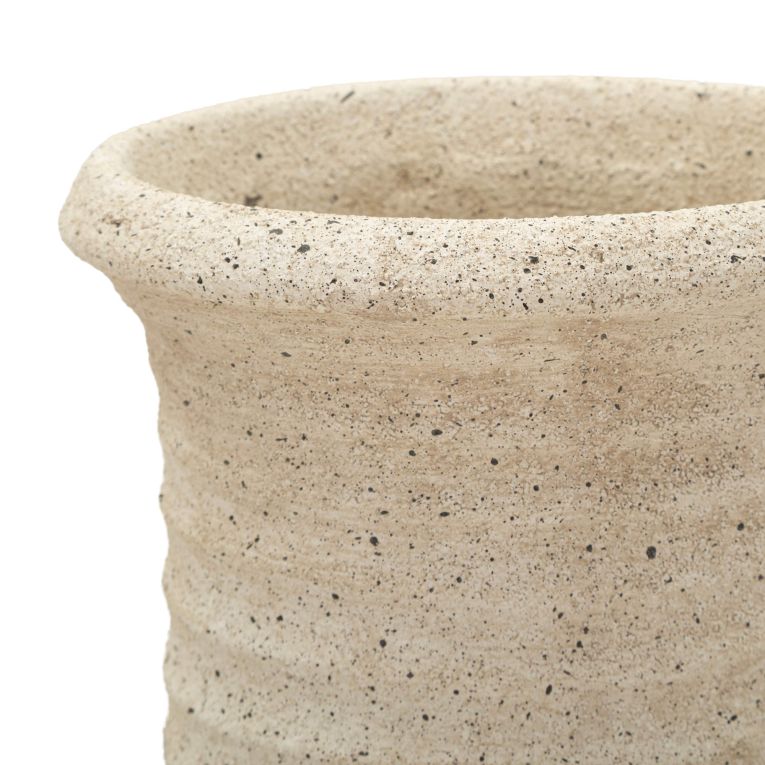 Vaso Beige Finitura Effetto Sabbia Diametro 14 cm, - Fati