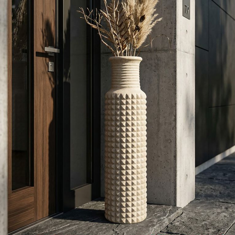 Vaso Beige Finitura Effetto Sabbia Diametro 18 cm, - Fatenoti