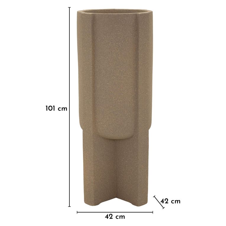 Vaso Beige Finitura Geometrica, - Fatigava