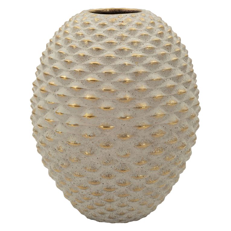 Vaso Beige oro Finitura Geometrica a Rilievo Colore Struttura oro, Diametro 7 cm - Faso