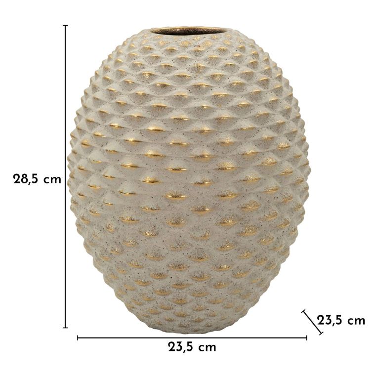 Vaso Beige oro Finitura Geometrica a Rilievo Colore Struttura oro, Diametro 7 cm - Faso