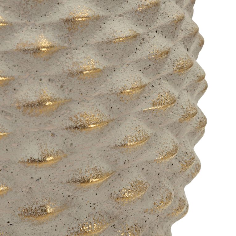 Vaso Beige oro Finitura Geometrica a Rilievo Colore Struttura oro, Diametro 7 cm - Faso