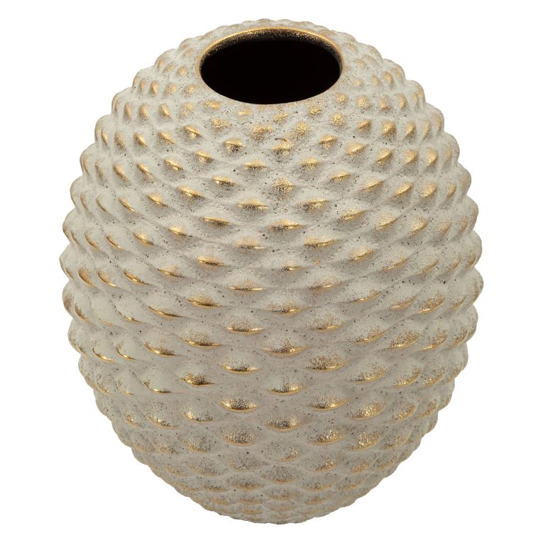 Vaso Beige oro Finitura Geometrica a Rilievo Colore Struttura oro, Diametro 7 cm - Faso