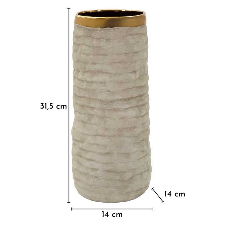 Vaso Beige oro Finitura Naturale Colore Struttura oro, Diametro 11 cm - Fasimo
