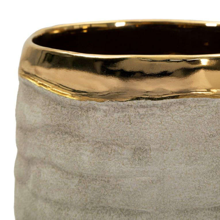 Vaso Beige oro Finitura Naturale Colore Struttura oro, Diametro 11 cm - Fasimo