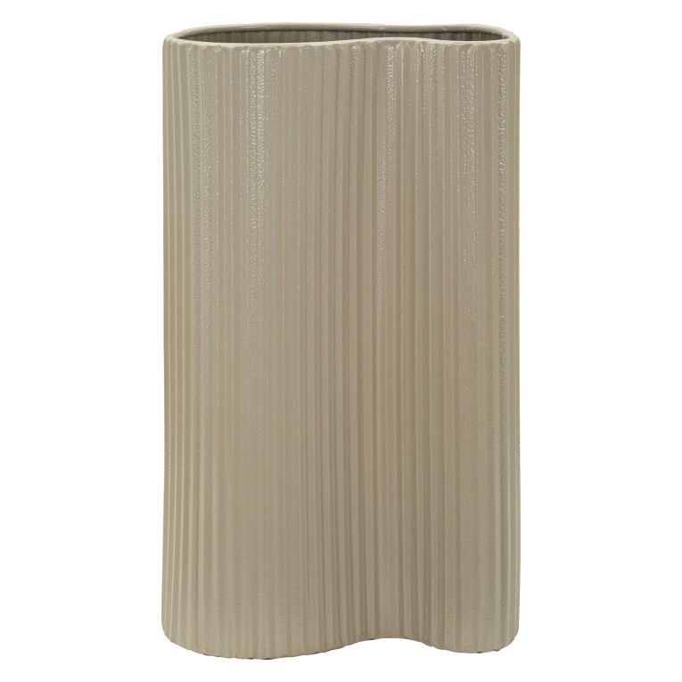 Vaso Beige Superficie Ondulata con Finitura Opaca, - Fase
