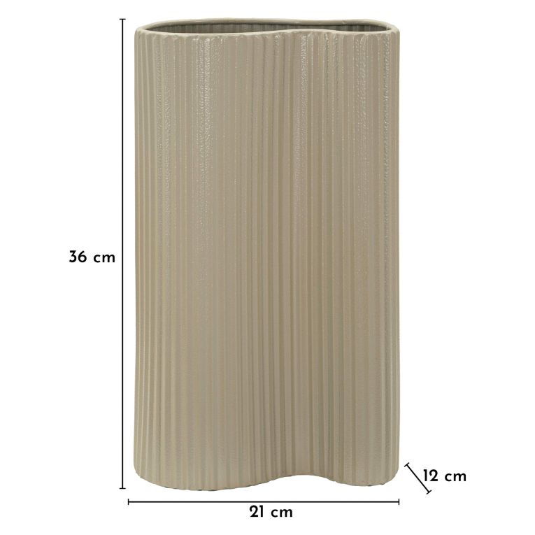 Vaso Beige Superficie Ondulata con Finitura Opaca, - Fase