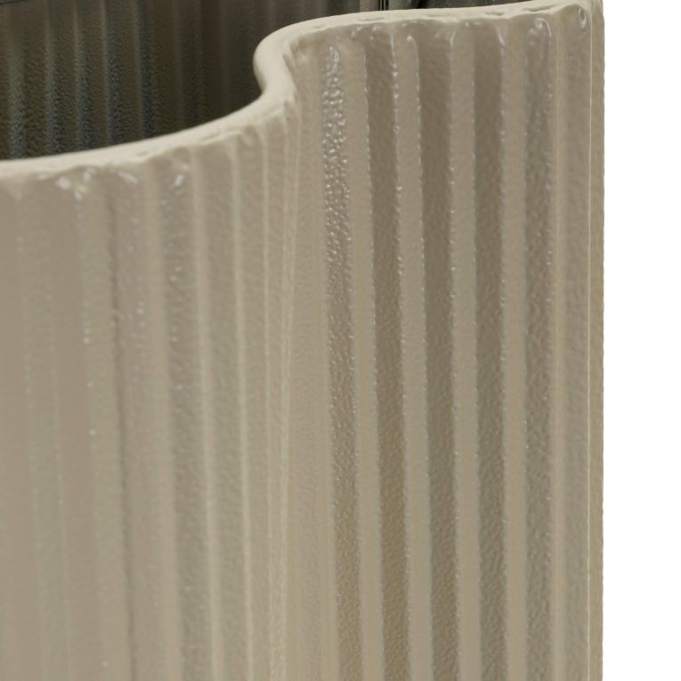 Vaso Beige Superficie Ondulata con Finitura Opaca, - Fase
