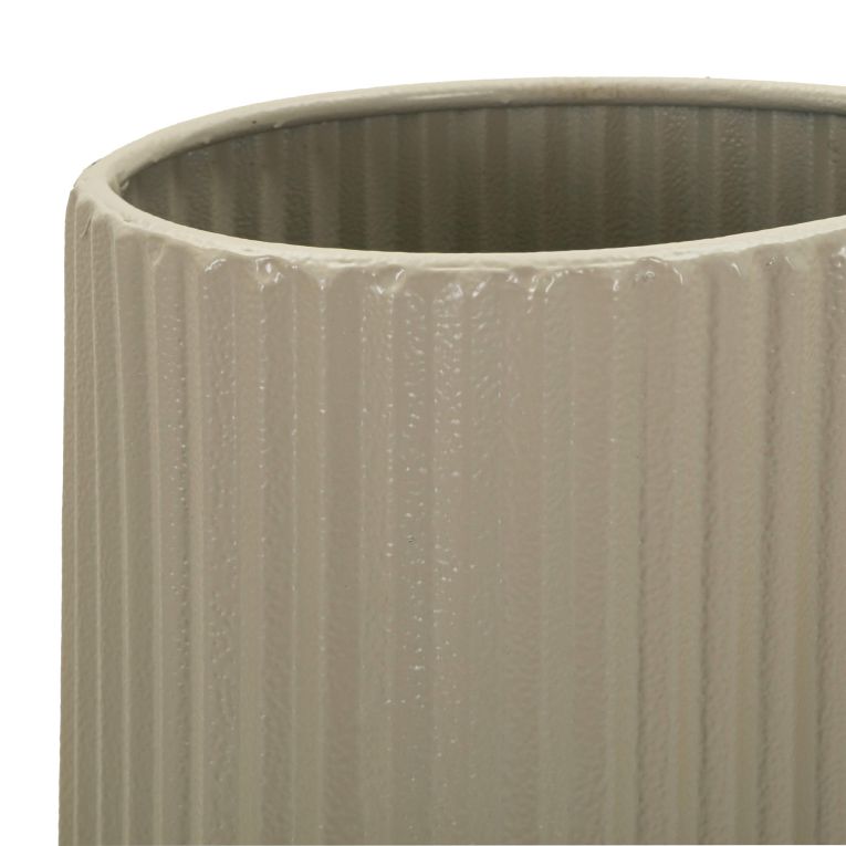 Vaso Beige Superficie Ondulata con Finitura Opaca, - Fase