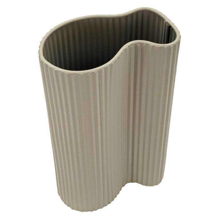 Vaso Beige Superficie Ondulata con Finitura Opaca, - Fase