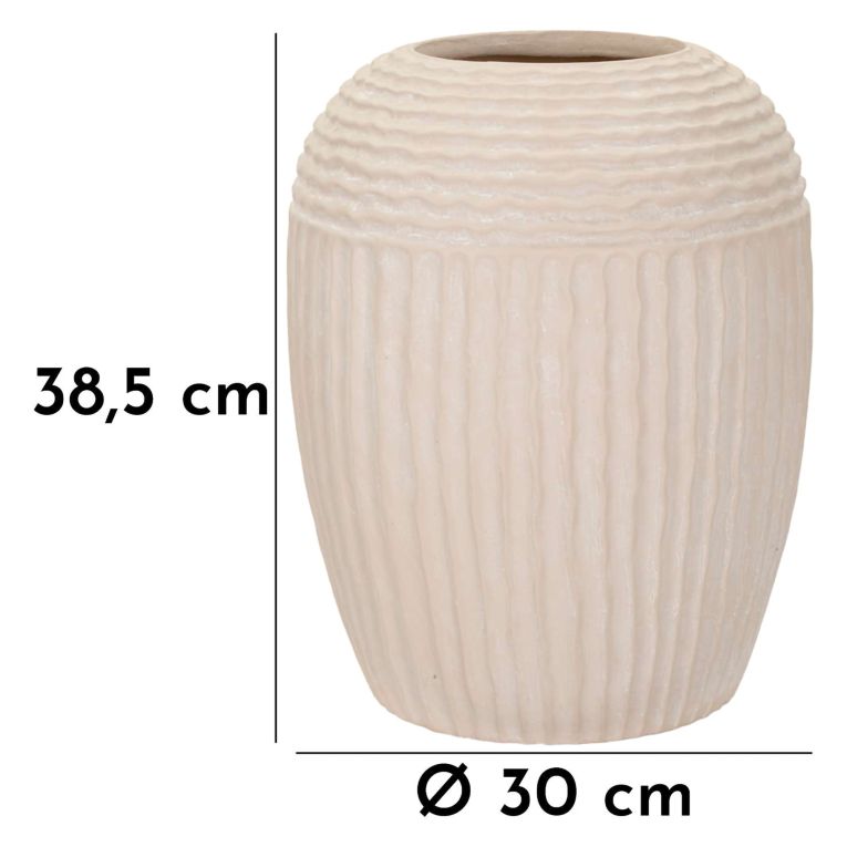 Vaso Bianco Crema Texture Irregolare Diametro 15.5 cm, Sfumatura Colore Struttura Crema - Famo