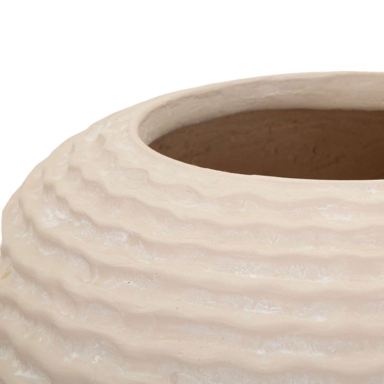 Vaso Bianco Crema Texture Irregolare Diametro 15.5 cm, Sfumatura Colore Struttura Crema - Famo