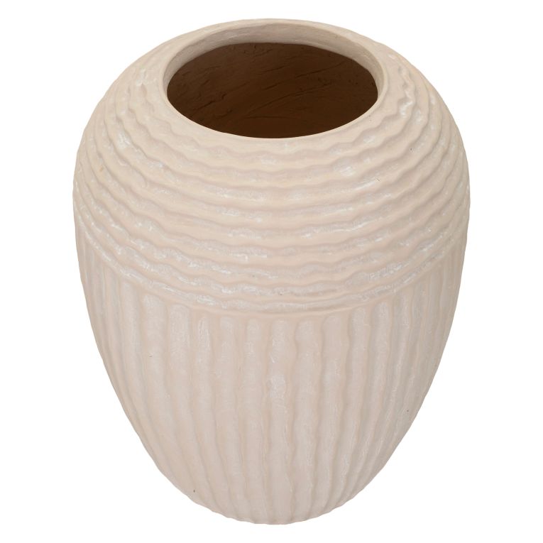 Vaso Bianco Crema Texture Irregolare Diametro 15.5 cm, Sfumatura Colore Struttura Crema - Famo