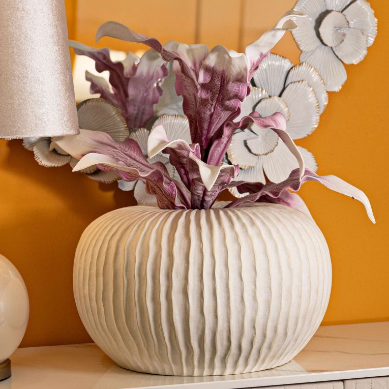 Vaso Bianco Crema Texture Irregolare Diametro 9.5 cm, Sfumatura Colore Struttura Crema - Famimiso