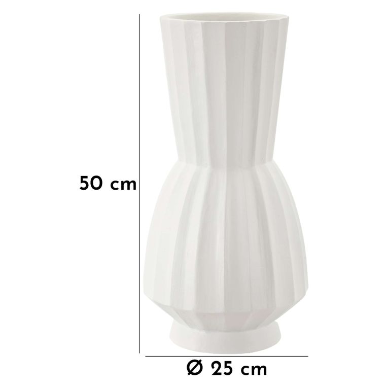 Vaso Bianco Lavorazione Scanalata Diametro 16.5 cm, - Daranita