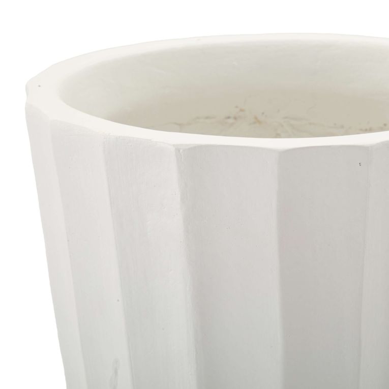 Vaso Bianco Lavorazione Scanalata Diametro 16.5 cm, - Daranita