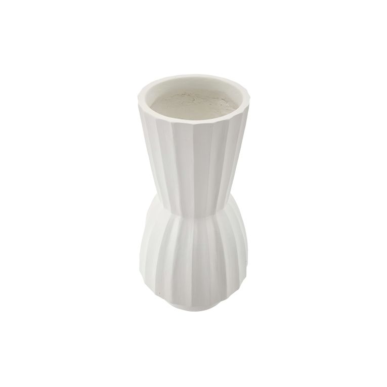 Vaso Bianco Lavorazione Scanalata Diametro 16.5 cm, - Daranita
