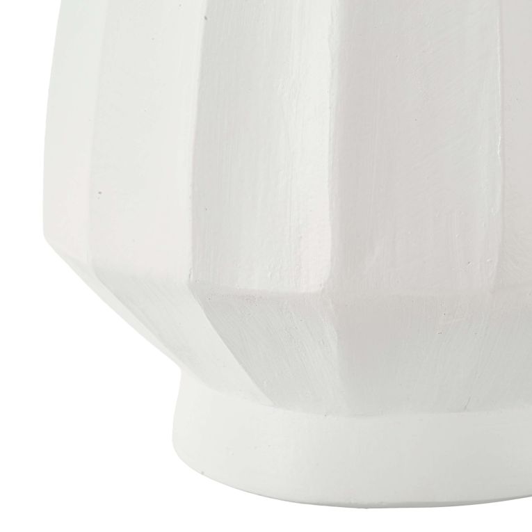 Vaso Bianco Lavorazione Scanalata Diametro 16 cm, - Darehamo