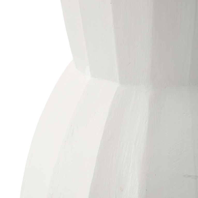 Vaso Bianco Lavorazione Scanalata Diametro 16 cm, - Darehamo