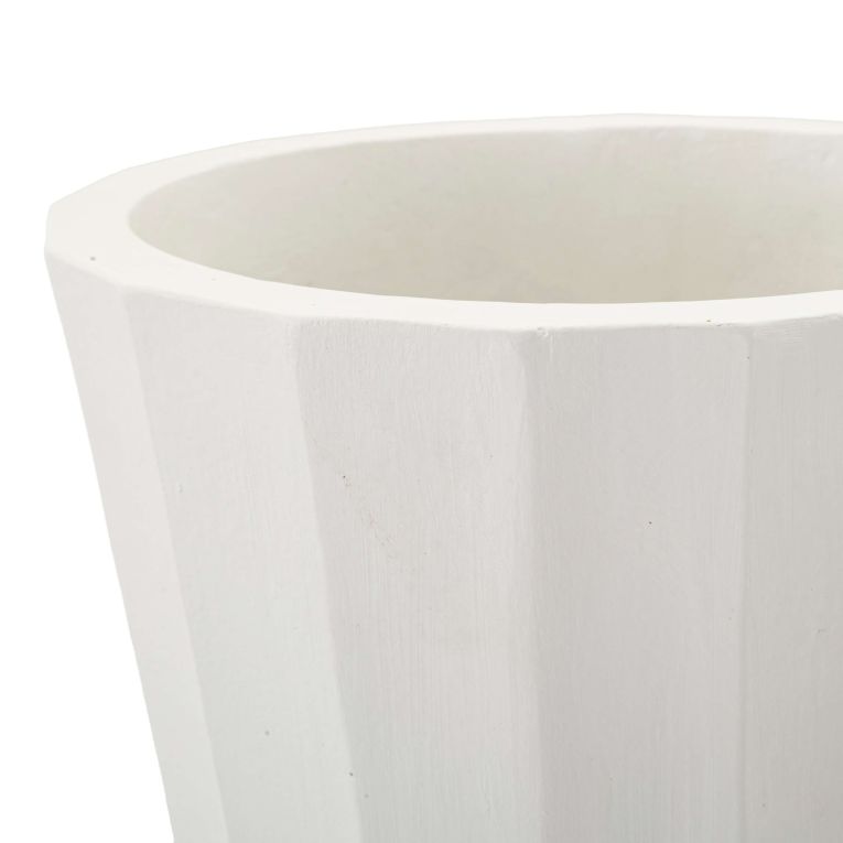 Vaso Bianco Lavorazione Scanalata Diametro 16 cm, - Darehamo