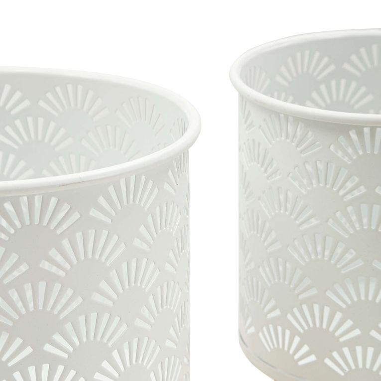 Vaso Bianco oro set 2 Vasi, Portavasi Rimovibili Colore Struttura oro, - OldCro