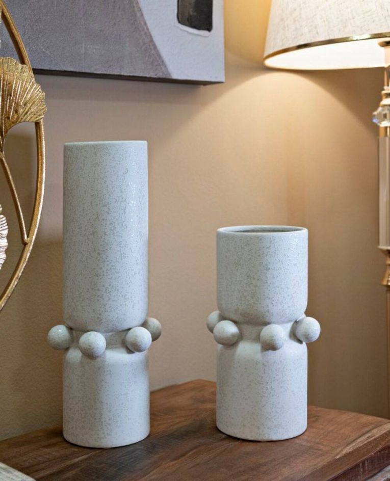 Vaso Borgetto, Complemento d'arredo, Articolo decorativo, Accessorio d'arredo, Crema, 16x16 h41 cm