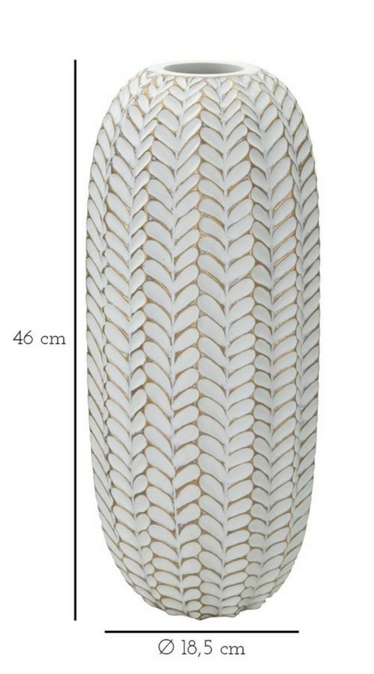 Vaso Bormida, Complemento d'arredo, Articolo decorativo, Accessorio d'arredo, Bianco e Oro, 19x19 h46 cm