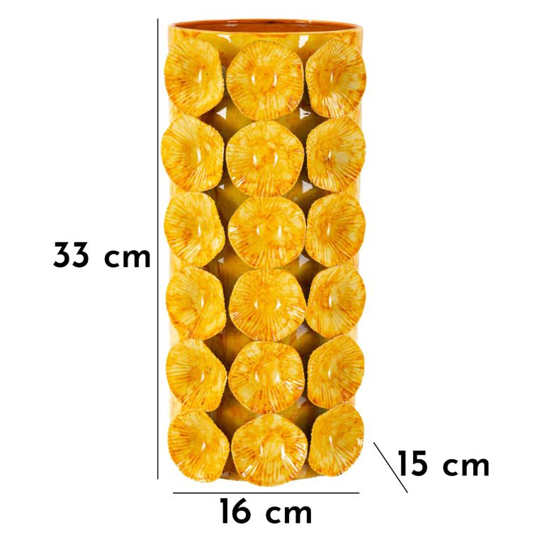Vaso Giallo Disegno Moderno Diametro 13.5 cm, - Barini
