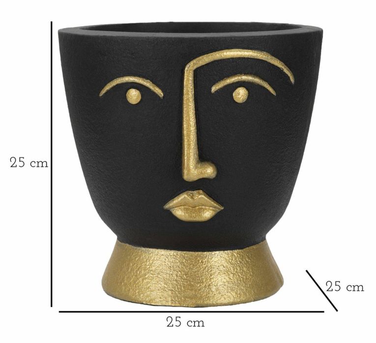 Vaso Hamilton, Nero e Oro, 25x25 h25 cm