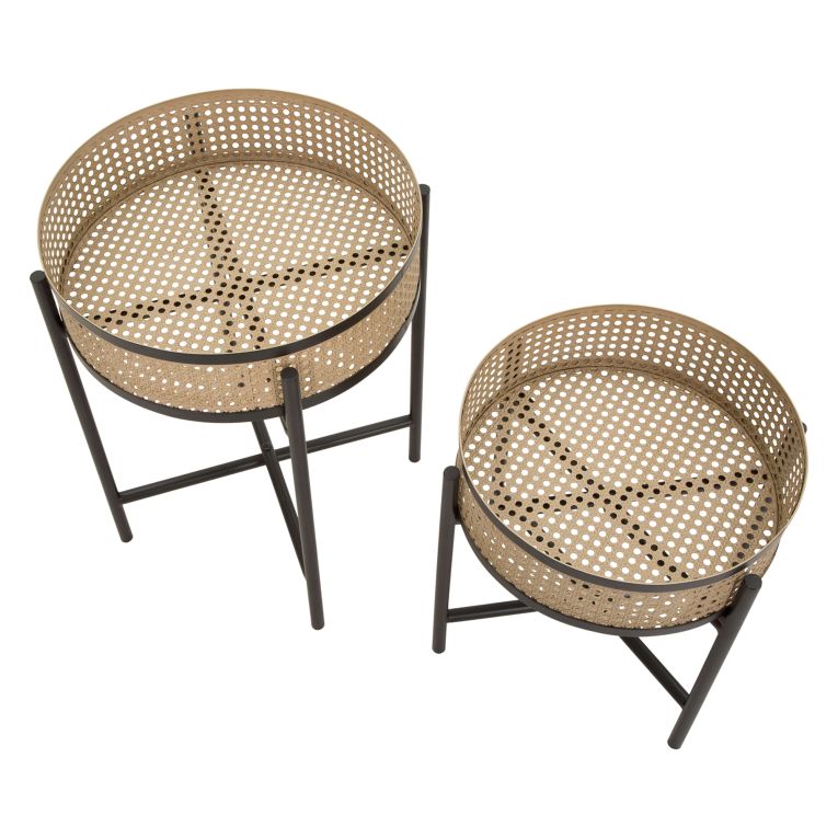 Vaso Marrone Nero set da 2, Dettaglio Effetto Paglia di Vienna Colore Struttura Nero, Materiale Struttura in Metallo - Darenate
