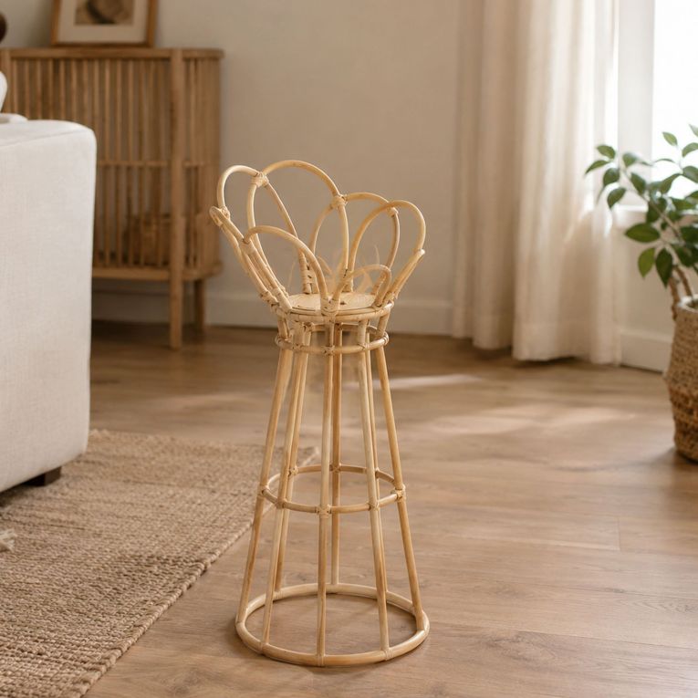 Vaso Marrone Rovere Portavaso Finiture in Rattan Materiale Struttura in Plastica, Sfumatura Colore Struttura Rovere - Dalotami