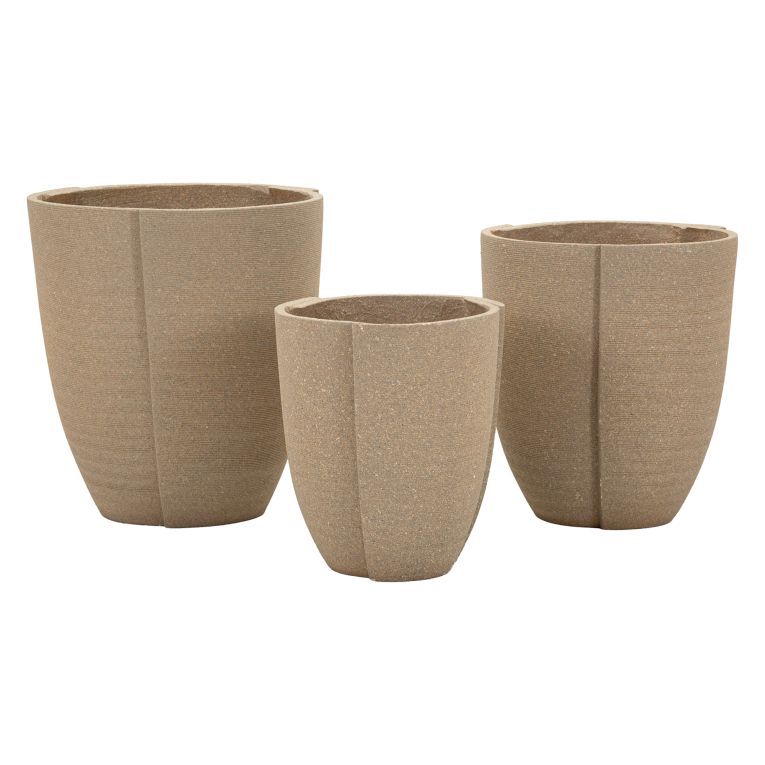 Vaso Marrone set 3 Vasi Diametro Vaso Grande: 39, Vaso Medio: 33, Vaso Piccolo: 27 cm, - Gabava