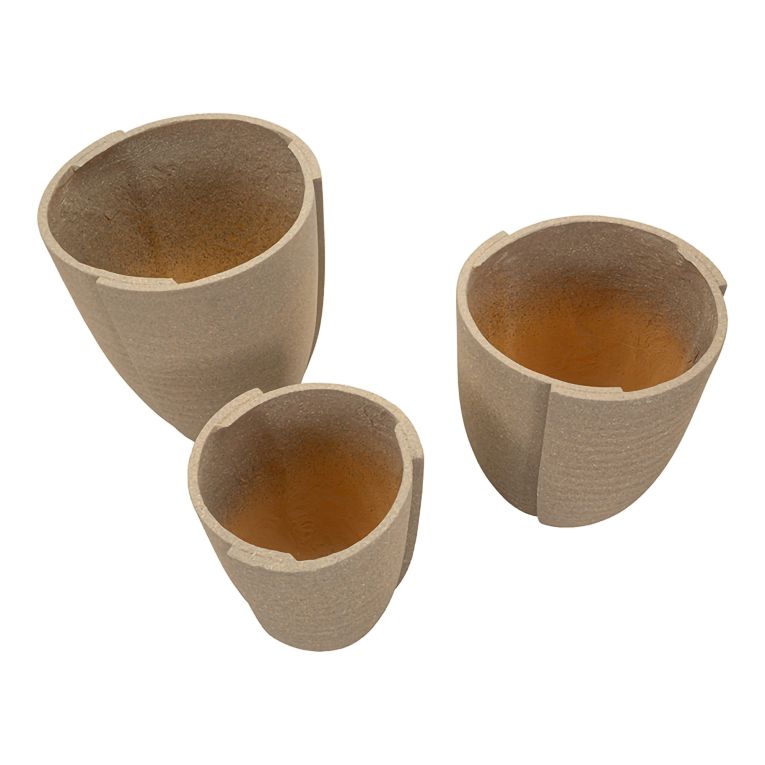 Vaso Marrone set 3 Vasi Diametro Vaso Grande: 39, Vaso Medio: 33, Vaso Piccolo: 27 cm, - Gabava