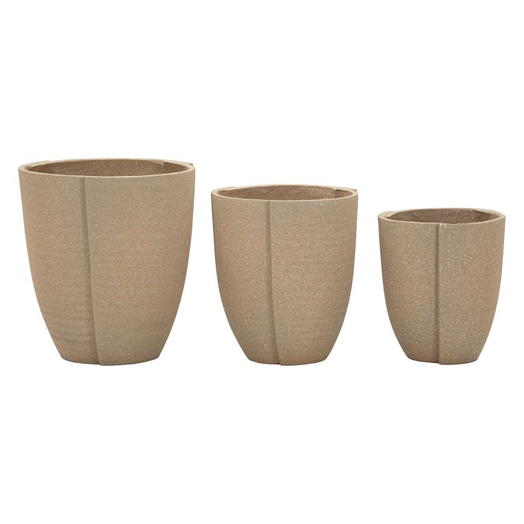 Vaso Marrone set 3 Vasi Diametro Vaso Grande: 39, Vaso Medio: 33, Vaso Piccolo: 27 cm, - Gabava