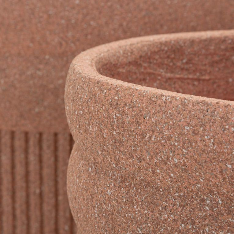 Vaso Marrone Terracotta set 3 Vasi Diametro Vaso Grande: 37, Vaso Medio: 32, Vaso Piccolo: 27 cm, Sfumatura Colore Struttura Terracotta - Gafase