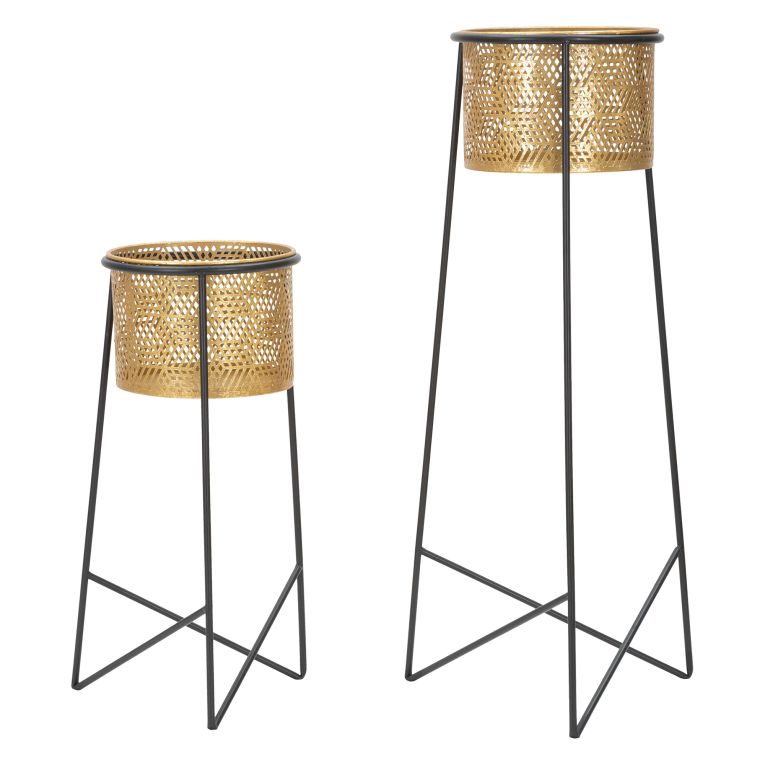Vaso oro Nero set 2 Vasi, Portavasi Rimovibili Colore Struttura Nero, - Copan