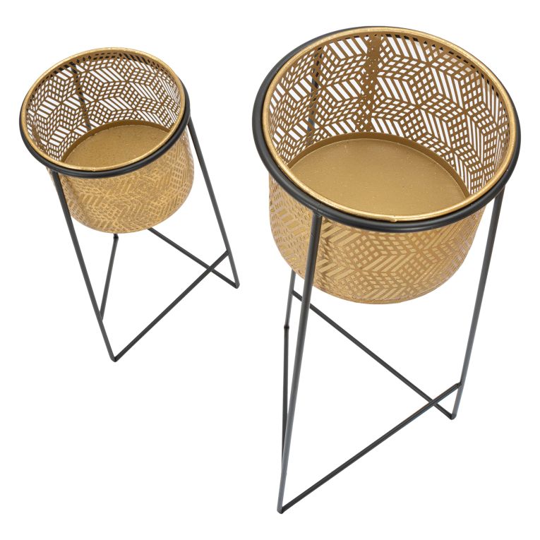 Vaso oro Nero set 2 Vasi, Portavasi Rimovibili Colore Struttura Nero, - Copan
