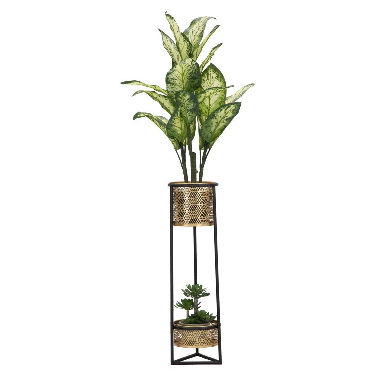Vaso oro Nero set 2 Vasi, Portavasi Rimovibili Colore Struttura Nero, Diametro 21 cm - Holbox