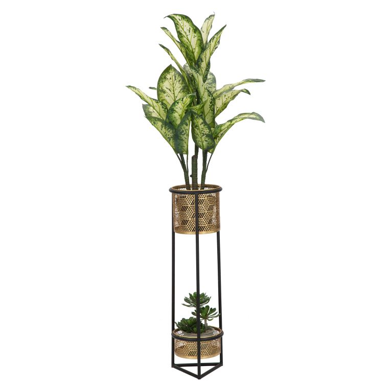 Vaso oro Nero set 2 Vasi, Portavasi Rimovibili Colore Struttura Nero, Diametro 21 cm - Holbox